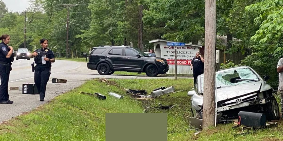 No Injuries Reported After Driver Strikes Mailboxes and Utility Pole in California, Md.