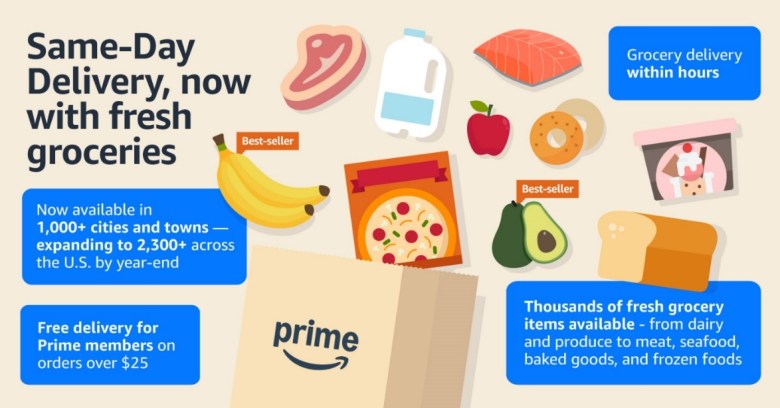 Fresh groceries arrive in San Diego the same day with Amazon